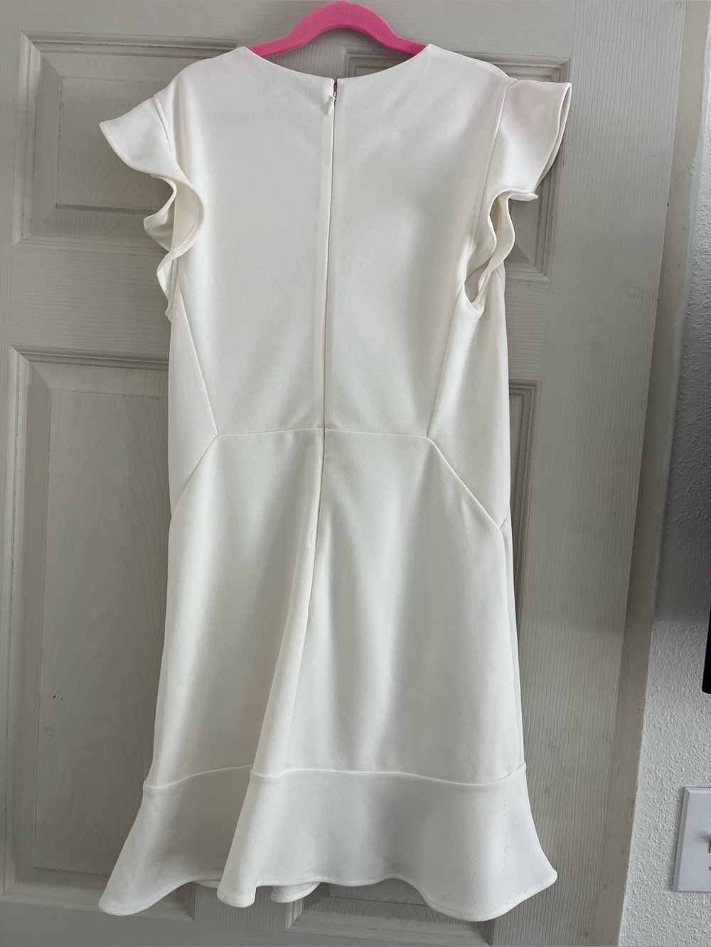 🤍 Express White Ruffle Cap-Sleeve Mini Dress | Size XS Petite - Picture 3 of 11